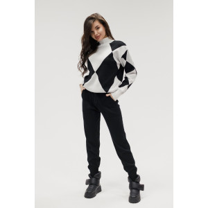 Костюм двойка женский №057897 вязаный трикотаж (р-ры: 40-46) черный