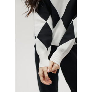 Костюм двойка женский №057897 вязаный трикотаж (р-ры: 40-46) черный