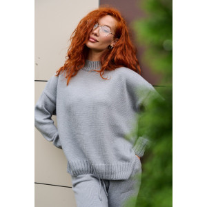 Костюм двойка женский №84504 вязаный трикотаж (р-ры: 40-52) серый