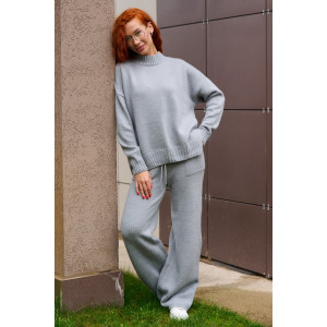 Костюм двойка женский №84504 вязаный трикотаж (р-ры: 40-52) серый