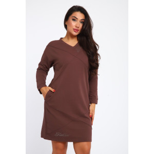Платье женское №31879 футер 3-х нитка (р-ры: 48-54) коричневый