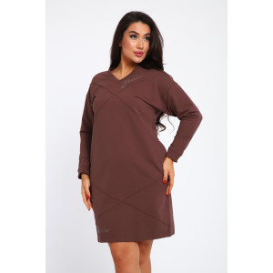 Платье женское №31879 футер 3-х нитка (р-ры: 48-54) коричневый