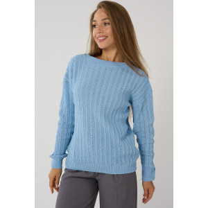 Джемпер женский "Бэлла" вязаный трикотаж (р-ры: 42-60) голубой