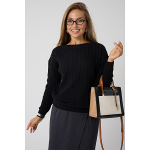 Джемпер женский "Бэлла" вязаный трикотаж (р-ры: 42-60) черный