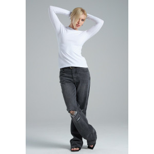 Лонгслив женский "Skims" фуллайкра кулирка вязаная (р-ры: 38-52) белый