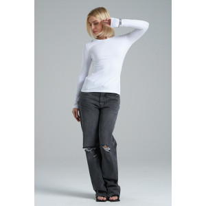 Лонгслив женский "Skims" фуллайкра кулирка вязаная (р-ры: 38-52) белый