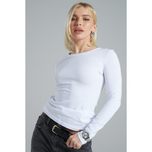 Лонгслив женский "Skims" фуллайкра кулирка вязаная (р-ры: 38-52) белый