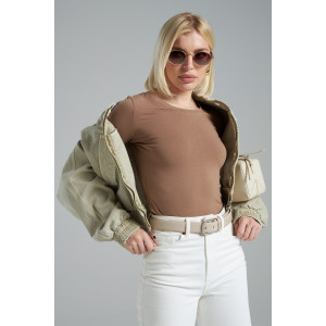 Лонгслив женский "Skims" фуллайкра кулирка вязаная (р-ры: 38-52) мокко