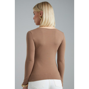 Лонгслив женский "Skims" фуллайкра кулирка вязаная (р-ры: 38-52) мокко