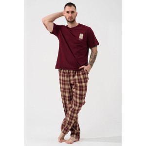 Пижама мужская "Счастливый билет" 2434-К/Ф кулирка-фланель (р-ры: 48-58) бордовый Пижама мужская "Счастливый билет" 2434-К/Ф кулирка-фланель (р-ры: 48-58) бордовый