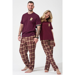 Пижама мужская "Счастливый билет" 2434-К/Ф кулирка-фланель (р-ры: 48-58) бордовый Пижама мужская "Счастливый билет" 2434-К/Ф кулирка-фланель (р-ры: 48-58) бордовый
