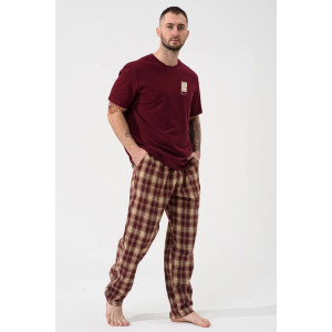 Пижама мужская "Счастливый билет" 2434-К/Ф кулирка-фланель (р-ры: 48-58) бордовый Пижама мужская "Счастливый билет" 2434-К/Ф кулирка-фланель (р-ры: 48-58) бордовый