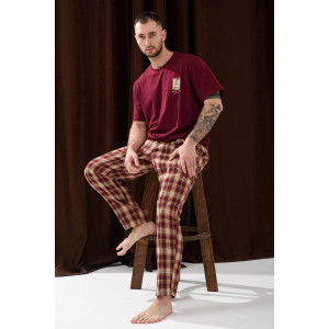 Пижама мужская "Счастливый билет" 2434-К/Ф кулирка-фланель (р-ры: 48-58) бордовый Пижама мужская "Счастливый билет" 2434-К/Ф кулирка-фланель (р-ры: 48-58) бордовый
