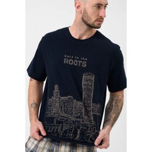 Пижама мужская "Огни ЕКБ" 2431-К/Ф кулирка-фланель (р-ры: 48-58) синий