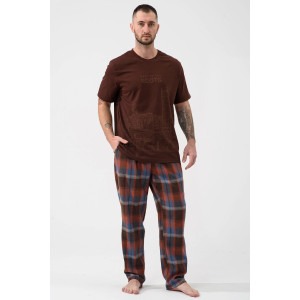Пижама мужская "Огни ЕКБ" 2431-К/Ф кулирка-фланель (р-ры: 48-58) коричневый Пижама мужская "Огни ЕКБ" 2431-К/Ф кулирка-фланель (р-ры: 48-58) коричневый