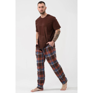 Пижама мужская "Огни ЕКБ" 2431-К/Ф кулирка-фланель (р-ры: 48-58) коричневый Пижама мужская "Огни ЕКБ" 2431-К/Ф кулирка-фланель (р-ры: 48-58) коричневый