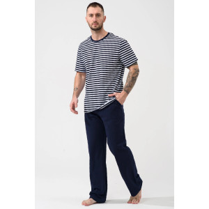 Пижама мужская "Полоса" 2440-К кулирка (р-ры: 48-58) синий