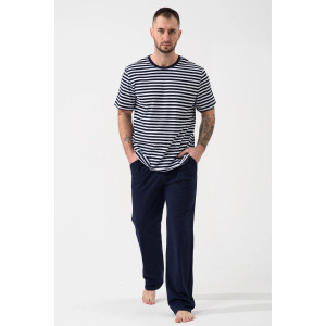Пижама мужская "Полоса" 2440-К кулирка (р-ры: 48-58) синий