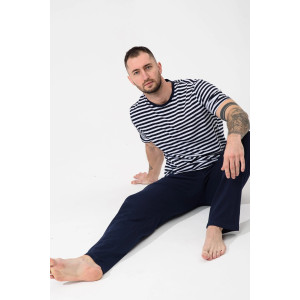 Пижама мужская "Полоса" 2440-К кулирка (р-ры: 48-58) синий