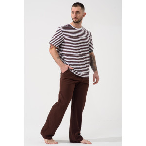 Пижама мужская "Полоса" 2440-К кулирка (р-ры: 48-58) коричневый Пижама мужская "Полоса" 2440-К кулирка (р-ры: 48-58) коричневый