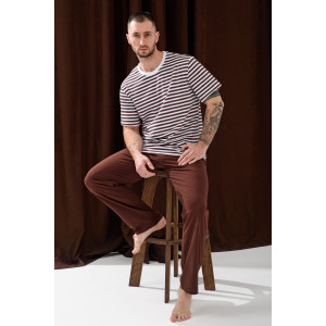 Пижама мужская "Полоса" 2440-К кулирка (р-ры: 48-58) коричневый Пижама мужская "Полоса" 2440-К кулирка (р-ры: 48-58) коричневый
