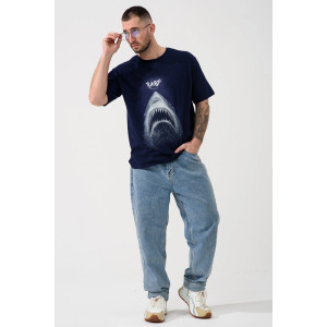 Футболка мужская "Акула" 2437-К кулирка (р-ры: 48-58) синий