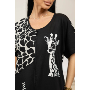 Халат женский 2090 кулирка (р-ры: 48-62) черный-бежевый