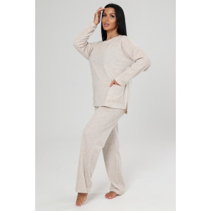 Костюм двойка женский КМ-2787 "Домашний" махра (р-ры: 46-60) беж