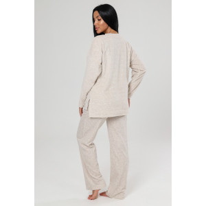 Костюм двойка женский КМ-2787 "Домашний" махра (р-ры: 46-60) беж