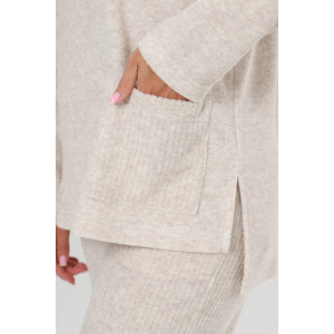 Костюм двойка женский КМ-2787 "Домашний" махра (р-ры: 46-60) беж