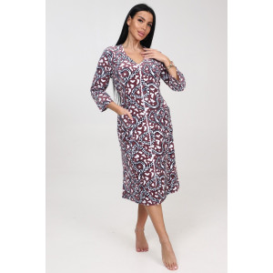 Халат женский ХВ-341 велюр (р-ры: 48-60) абстракц. с лео на какао