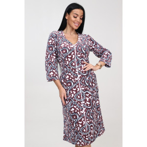 Халат женский ХВ-341 велюр (р-ры: 48-60) абстракц. с лео на какао