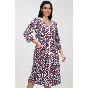 Халат женский ХВ-341 велюр (р-ры: 48-60) абстракц. с лео на какао