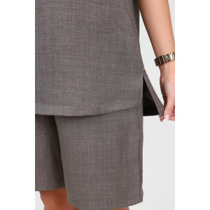 Костюм двойка женский КЛ-2639 "Шик" имитация льна (р-ры: 46-58) земля