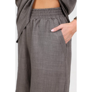 Костюм двойка женский КЛ-2639 "Шик" имитация льна (р-ры: 46-58) земля