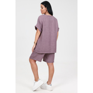 Костюм двойка женский КЛ-2639 "Шик" имитация льна (р-ры: 46-58) капучино