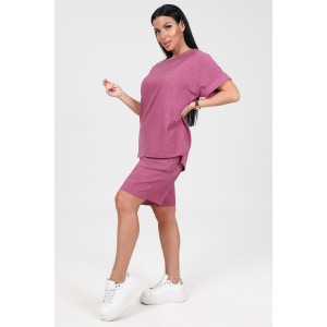 Костюм двойка женский КЛ-2639 "Шик" имитация льна (р-ры: 46-58) малина