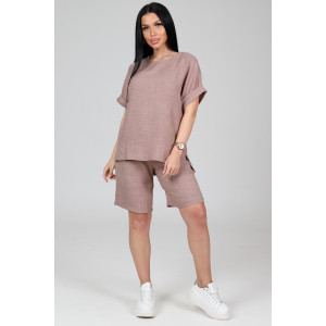 Костюм двойка женский КЛ-2639 "Шик" имитация льна (р-ры: 46-58) светл.беж