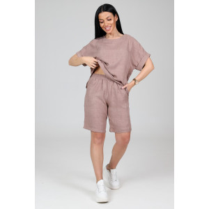 Костюм двойка женский КЛ-2639 "Шик" имитация льна (р-ры: 46-58) светл.беж