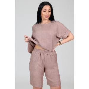 Костюм двойка женский КЛ-2639 "Шик" имитация льна (р-ры: 46-58) светл.беж