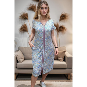 Халат женский "Кимоно" ХВ-46 вискоза (р-ры: 48-60) икебана на пудре