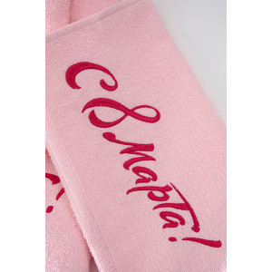Полотенце махровое с вышивкой №14418/13 "8 Марта" розовый