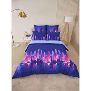 Постельное белье зима-лето поплин на резинке "Сити Найт"