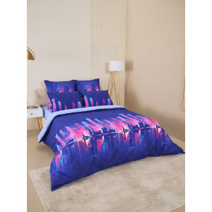 Постельное белье зима-лето поплин на резинке "Сити Найт"