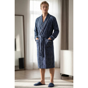 Халат мужской "Родриго" кулирка (р-ры: 48-62) синий