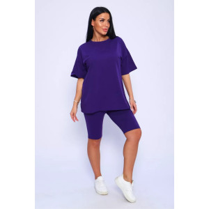 Костюм двойка женский КЖ-002 кулирка с лайкрой (р-ры: 42-66) фиолетовый
