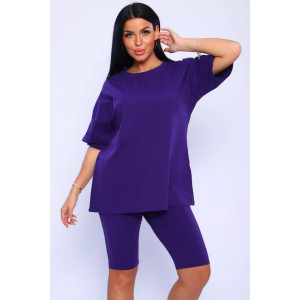 Костюм двойка женский КЖ-002 кулирка с лайкрой (р-ры: 42-66) фиолетовый