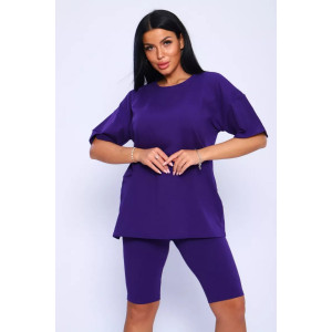 Костюм двойка женский КЖ-002 кулирка с лайкрой (р-ры: 42-66) фиолетовый