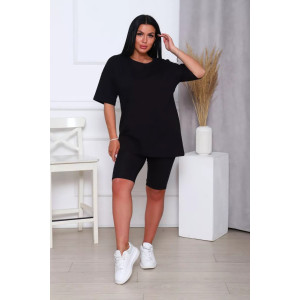 Костюм двойка женский КЖ-002 кулирка с лайкрой (р-ры: 42-66) черный