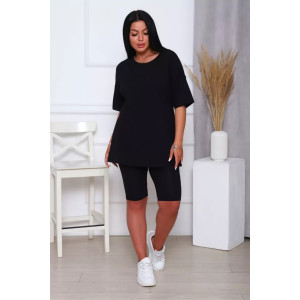 Костюм двойка женский КЖ-002 кулирка с лайкрой (р-ры: 42-66) черный